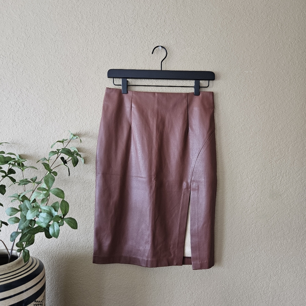 Forever 21 Faux Leather Skirt, Medium | Brown